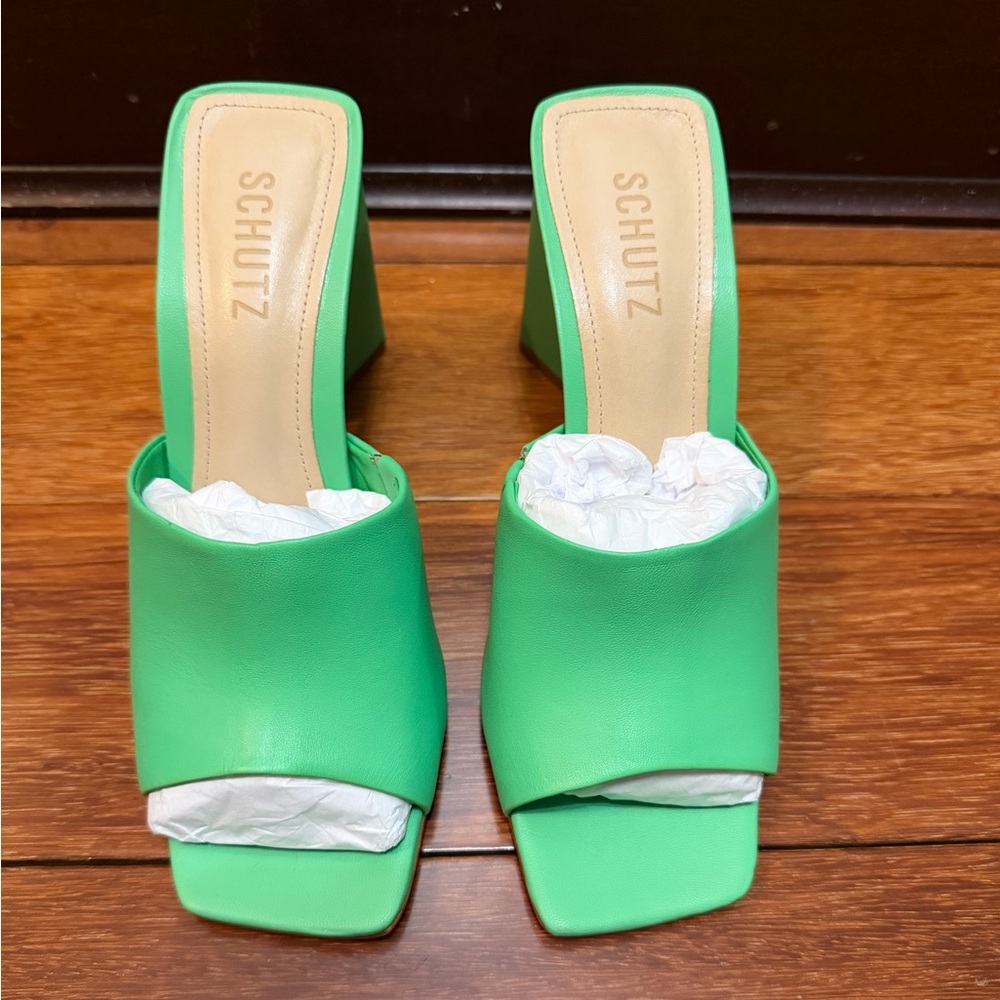 SCHUTZ Mint Green Block Heel Mules new in box - Picture 2 of 10